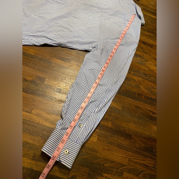 Untuckit Mens Shirt XXL Blue Striped  Long Sleeve Button Down Cotton Terzolo - Picture 8 of 10